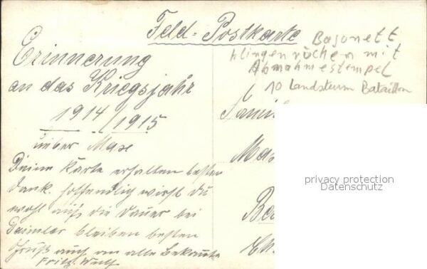 Militaria WK1 Landsturm Batl.10 – Bild 2