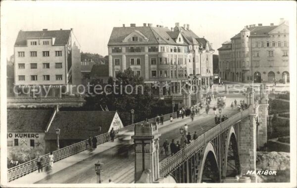 Maribor Marburg Drau Teilansicht Brücke