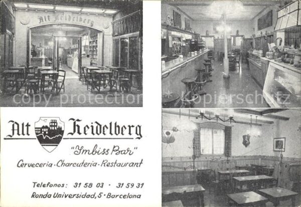 Barcelona Cataluna Alt Heidelberg Imbiss Bar Gasträume