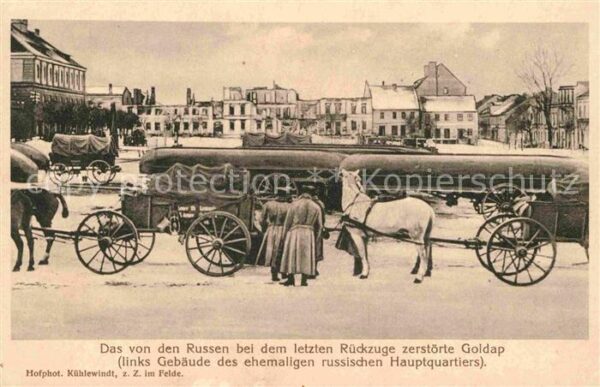 Goldap Ostpreussen Zerstörtes Goldap nach russischem Rückz