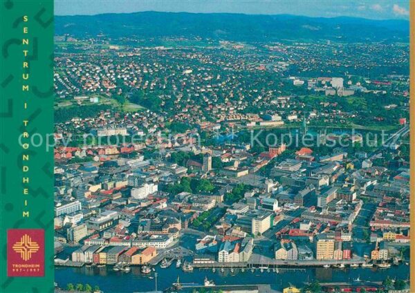 Trondheim Sentrum sett fra fly