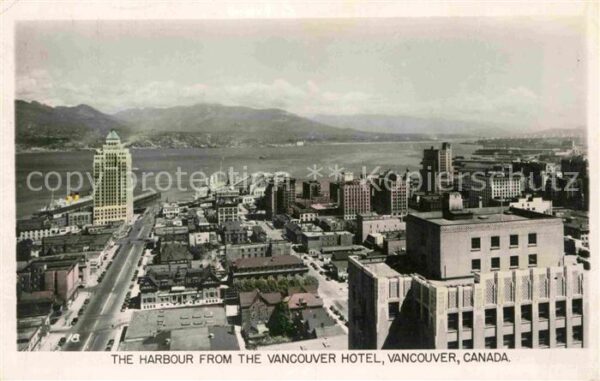 Vancouver British Columbia Blick vom Hotel auf den Hafen