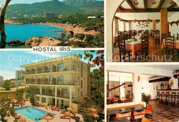 Paguera Mallorca Islas Baleares Hostal Iris Swimmingpool Speisesaal Bar
