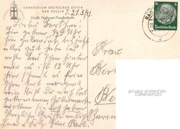 Bad Polzin Polczyn-Zdroj Sanatorium Deutscher Osten Künstlerkart – Bild 2