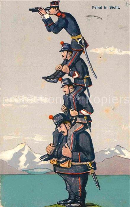 Militaria Schweiz humor karikatur Fernstecher