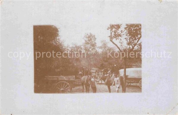 Militaria WK1 Pferdegespann Soldatenleben