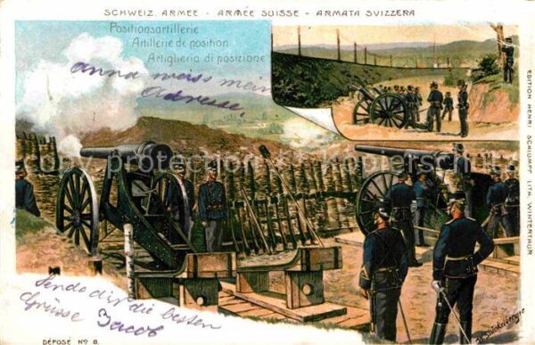 Militaria Schweiz Positionsartillerie Kanone