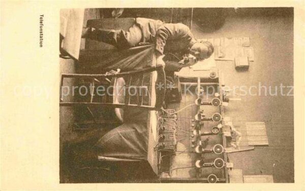 Militaria Telegraphie Telefonstation Soldat WK1