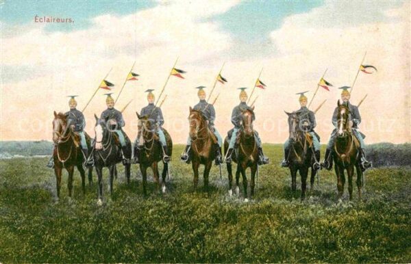 Militaria Kavallerie WK1 Ulaner Eclaireurs Pferde