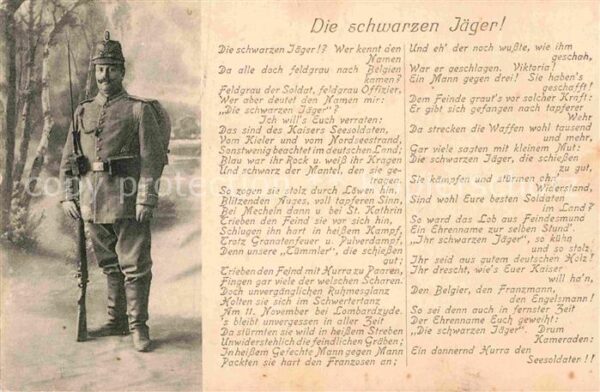 Militaria Jaeger Poesie Die schwarzen Jäger Soldat mit G