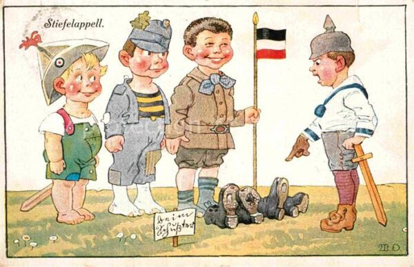 Militaria Humor Stiefelappel Kinder Künstlerkarte