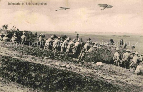 Militaria Schuetzengraben Flugzeug WK1 im Felde