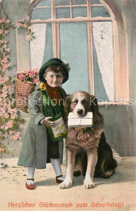 Hunde Kind Sekt Glückwunsch Geburtstag
