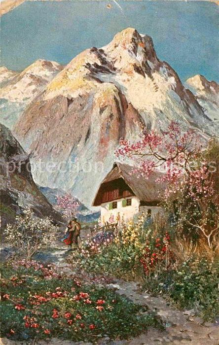 Kuenstlerkarte Charles Kaufman Bauernhaus Berg Natur W