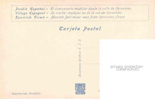 Exposicion Internacional Barcelona 1929 Pueblo Espanol Campanario mudejar Calle – Bild 2
