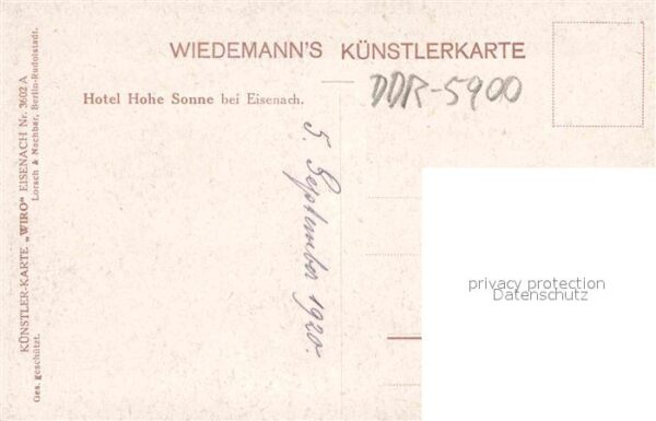 Verlag Wiedemann WIRO Nr. 3602 A Hotel Hohe Sonne Eisenach – Bild 2