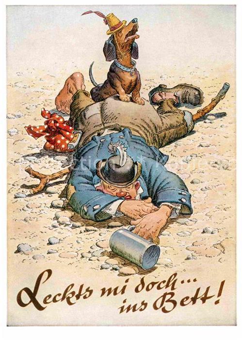 Dackel Dachshund Teckel Hunde dogs Chien Bier Humor August-Lengauer-Verlag-Münch