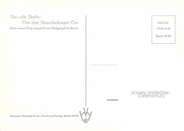 Kuenstlerkarte Wolfgang Tritt Berlin Brandenburger Tor – Bild 2