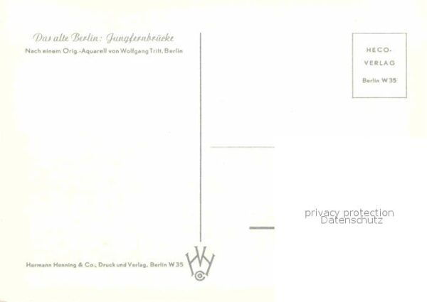Kuenstlerkarte Wolfgang Tritt Berlin Jungfernbrücke – Bild 2