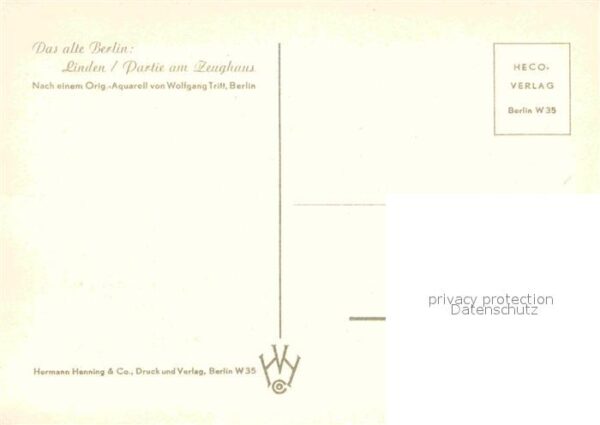 Kuenstlerkarte Wolfgang Tritt Berlin Linden Partie am – Bild 2