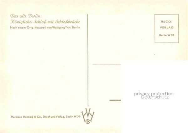 Kuenstlerkarte Wolfgang Tritt Berlin Königliches Schlo – Bild 2