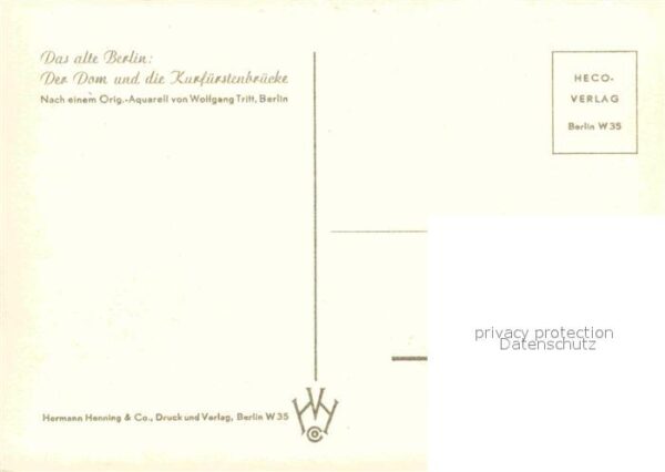 Kuenstlerkarte Wolfgang Tritt Berlin Dom Kurfürstenbrü – Bild 2