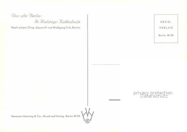 Kuenstlerkarte Wolfgang Tritt Berlin St. Hedwigs-Kathe – Bild 2