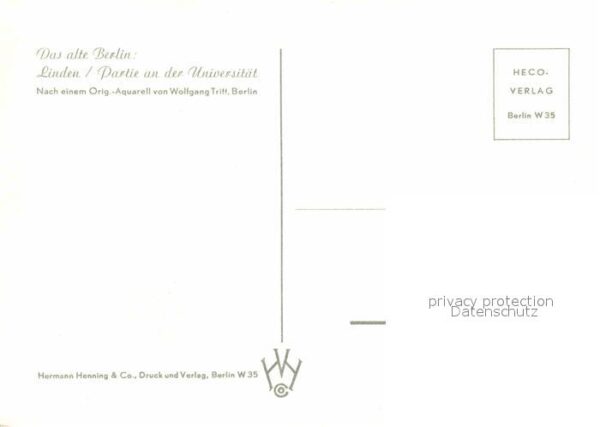 Kuenstlerkarte Wolfgang Tritt Berlin Linden Partie an – Bild 2