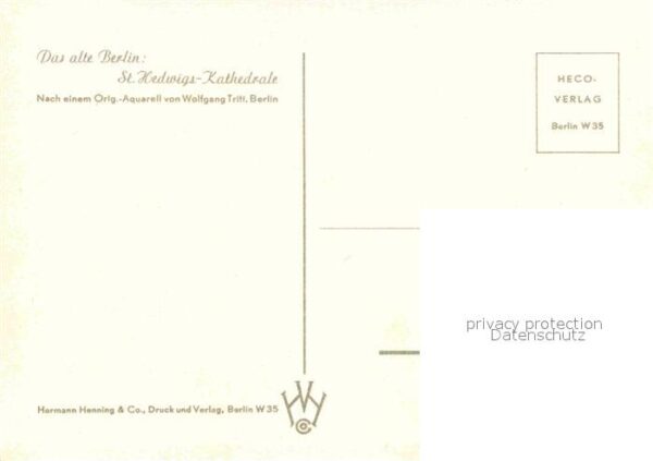 Kuenstlerkarte Wolfgang Tritt Berlin St. Hedwigs-Kathe – Bild 2