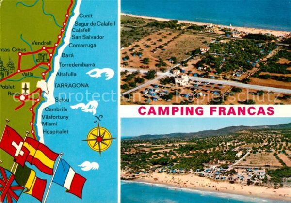Tarragona Camping Francas Fliegeraufnahme Strand
