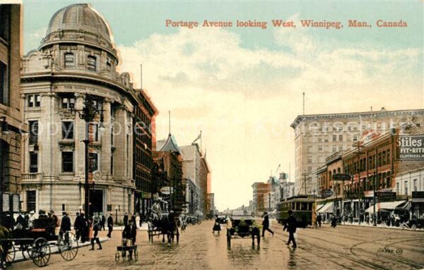 Winnipeg Portage Avenue Strassenbahn Pferdekutsc