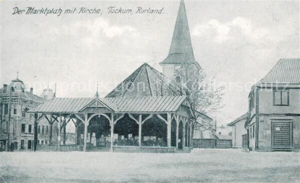 Tuckum Tukums Kurland Marktplatz mit Kirche