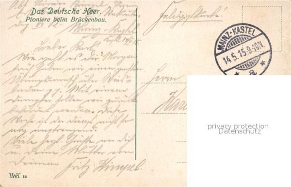 Militaria Deutschland WK1 Brückenbau Bataillon Oioniere Mainz-Kas – Bild 2