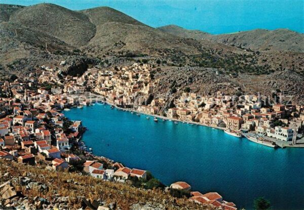 Symi Panorama Blick auf die Stadt Hafen