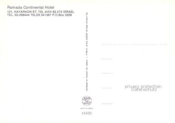 Tel Aviv Ramada Continental Hotel Gastraum Foyer – Bild 2