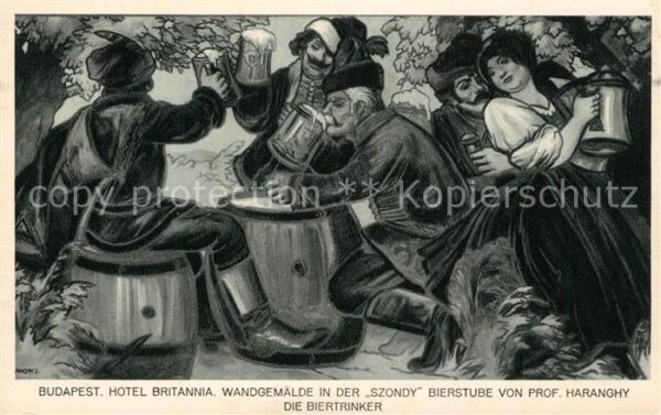 Budapest Hotel Britannia Wandgemälder Biertrinke