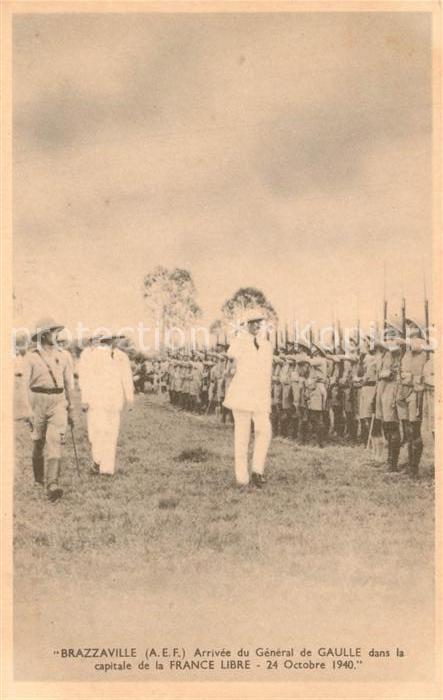 Brazzaville Arrivee du General de Gaulle dans la ca