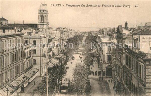 Tunis Perspective des Avenues de France et Ju
