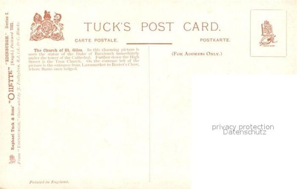 Verlag Tucks Oilette Nr. 7321 Serie I Church of Saint Giles Küns – Bild 2