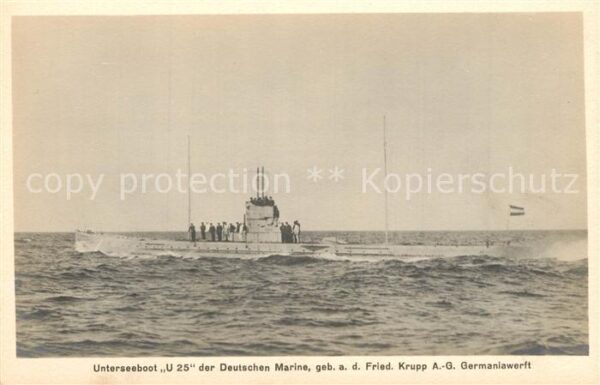 U-Boot Unterseeboot Submarine Sous-Marin U 25 Deutsche Marine Germaniawerft