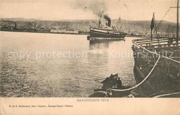 Salonique Salonica Salonicco Hafen Dampfschiff