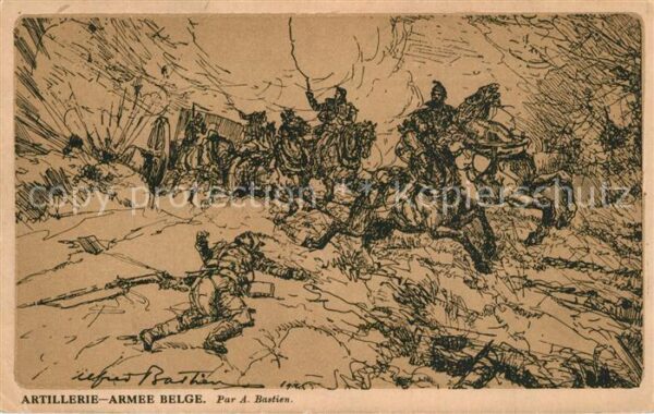 Artillerie Armee Belge K?nstlerkarte A. Bastien