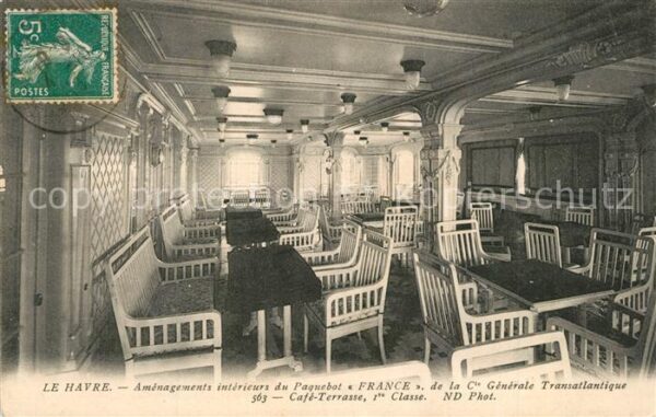 Dampfer Oceanliner Paquebot France Le Havre Cafe-Terrasse