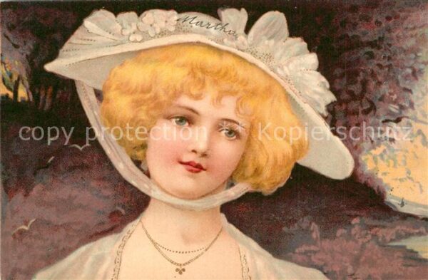 Hutmode Frau Litho