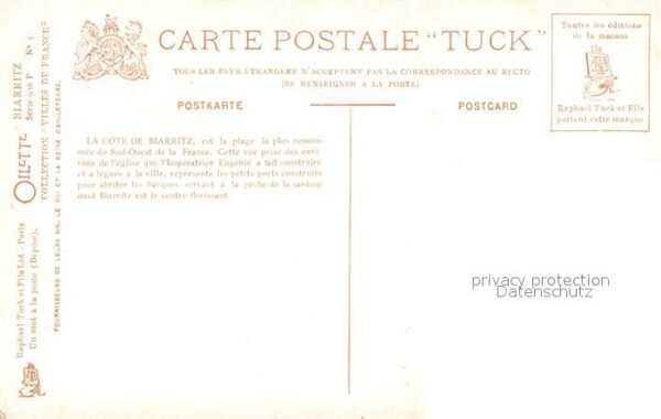 Verlag Tucks Oilette Nr. 3 Biarritz La Cote – Bild 2