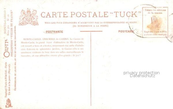 Verlag Tucks Oilette Nr. 16 Monte-Carlo Ensemble du Casino – Bild 2