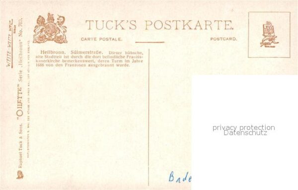 Verlag Tucks Oilette Nr. 700 Heilbronn S?lmerstrasse Charles E. – Bild 2