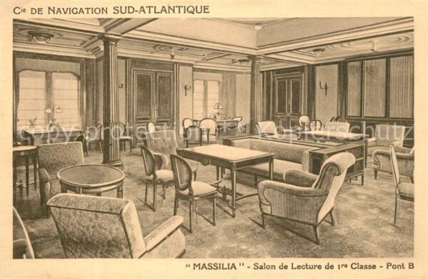 Dampfer Oceanliner Massilia Salon de Lecture 1re Classe