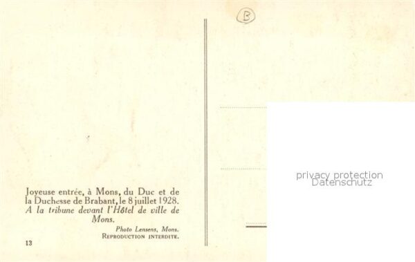Adel Belgien Mons Duc et Duchesse de Brabant Tribune – Bild 2