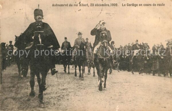 Adel Belgien Roi Albert 1909 Cortege en Cours de Rou